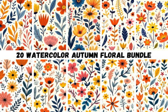 20 Watercolor Autumn Floral Patterns