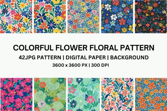 42JPG Colorful Flower Floral Patterns
