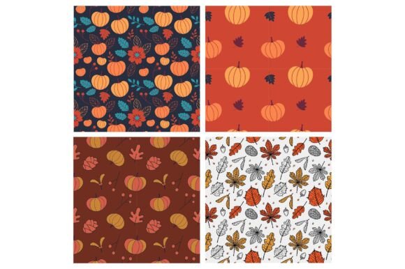 Autumn Plants Seamless Patterns for Creative Projects