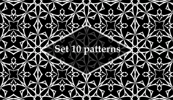 Black White Seamless Patterns Set