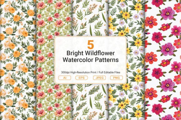 Bright Wildflower Watercolor Patterns: Integrating Nature into Your Creative Workflow
