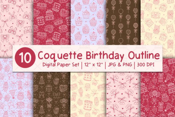 Coquette Birthday Outline Patterns: A Comprehensive Guide to the Digital Paper Set