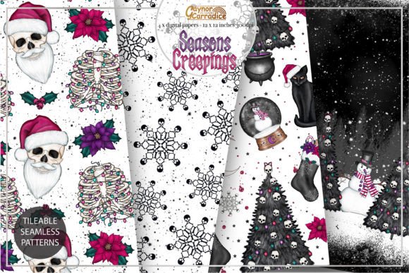 Creepy Christmas Seamless Patterns for Creative Projects