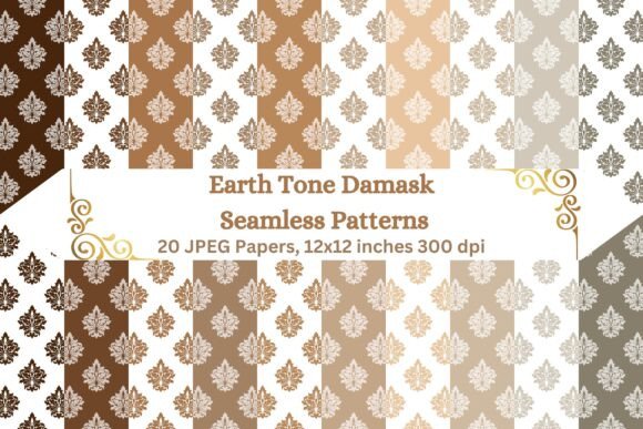 Earth Tone Damask Seamless Patterns: Elevate Your Creative Projects with Timeless Elegance