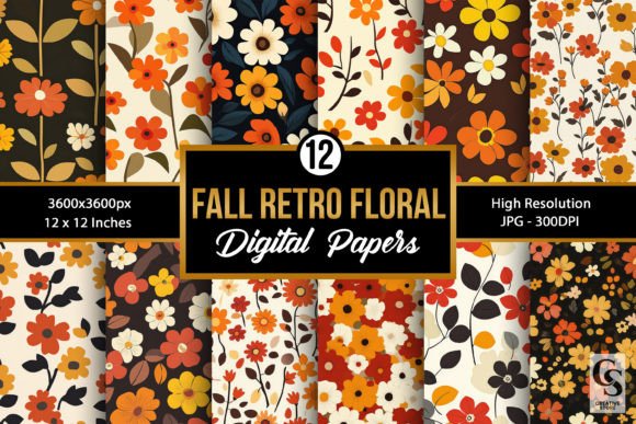 Fall Retro Flowers Seamless Patterns for Creative Projects