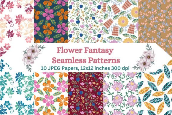 Flower Fantasy Seamless Patterns: Enchanting Floral Designs