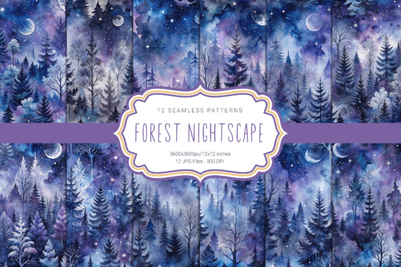Forest Nightscape Seamless Patterns