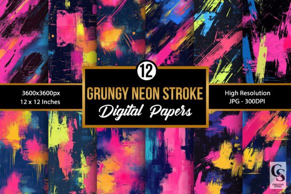 Grungy Neon Strokes Seamless Patterns: A Versatile Asset for Modern Creatives