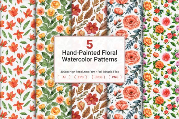 Hand-Painted Floral Watercolor Patterns