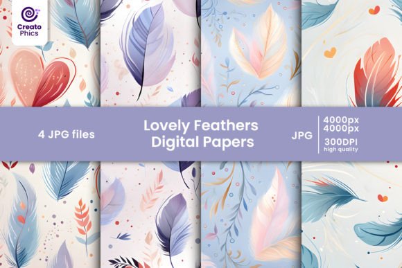 Lovely Feathers Digital Papers Patterns: Elevate Your Creative Projects