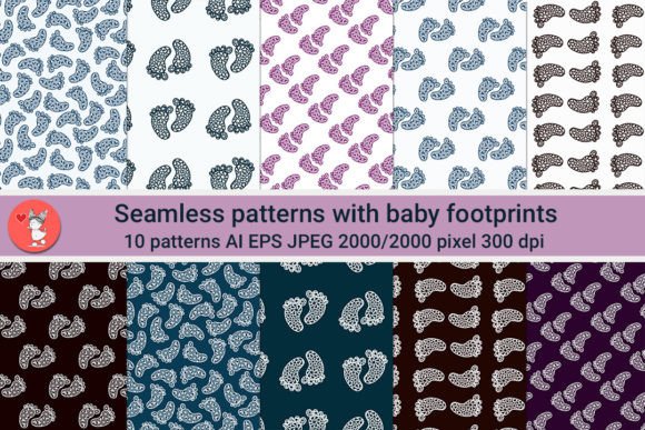 Seamless Patterns with Baby Footprints for Creative Projects